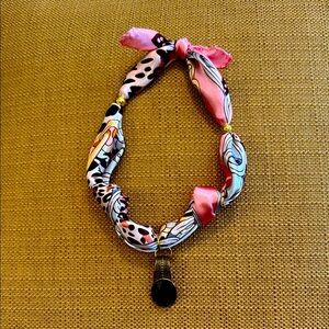 Elegant Pink and Black Vintage Pendant Scarf Necklace